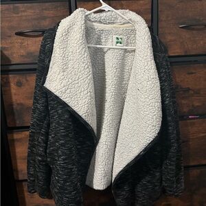 Green Tea Warm Sherpa lined Cadigan L